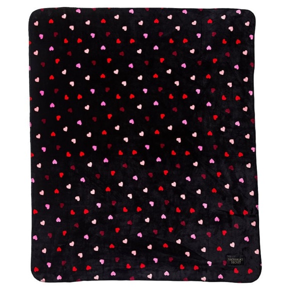 Victoria's Secret Accessories - New Victoria’s Secret Heart Fleece Soft Cozy Blanket Throw Pink Red Heart RARE